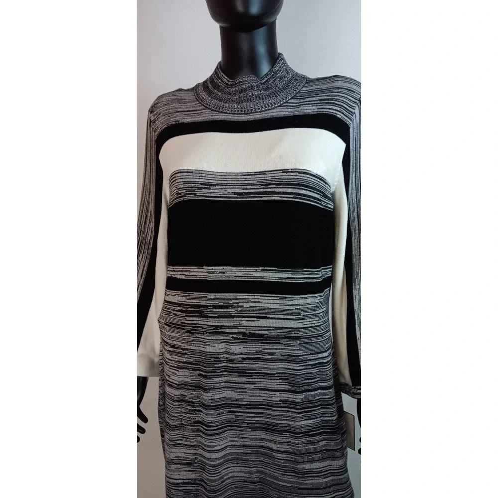 Dana Buchman women's‎ knit stretch fitted Pull on long sleeve strip dress XL